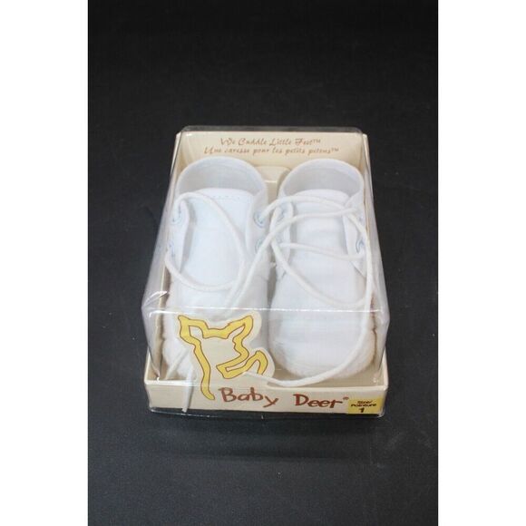 Vintage BABY DEER Wiggle-Waddle To Walk Shoes Size 1 - Picture 1 of 5